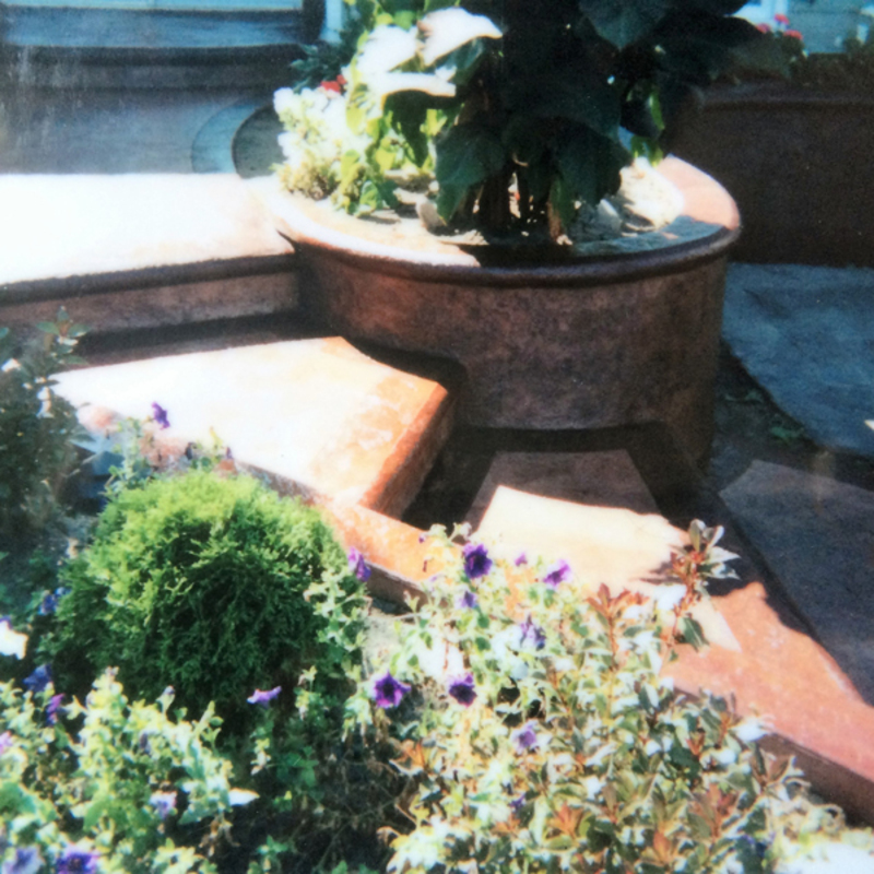 colored stamped concrete bullnose stairs 