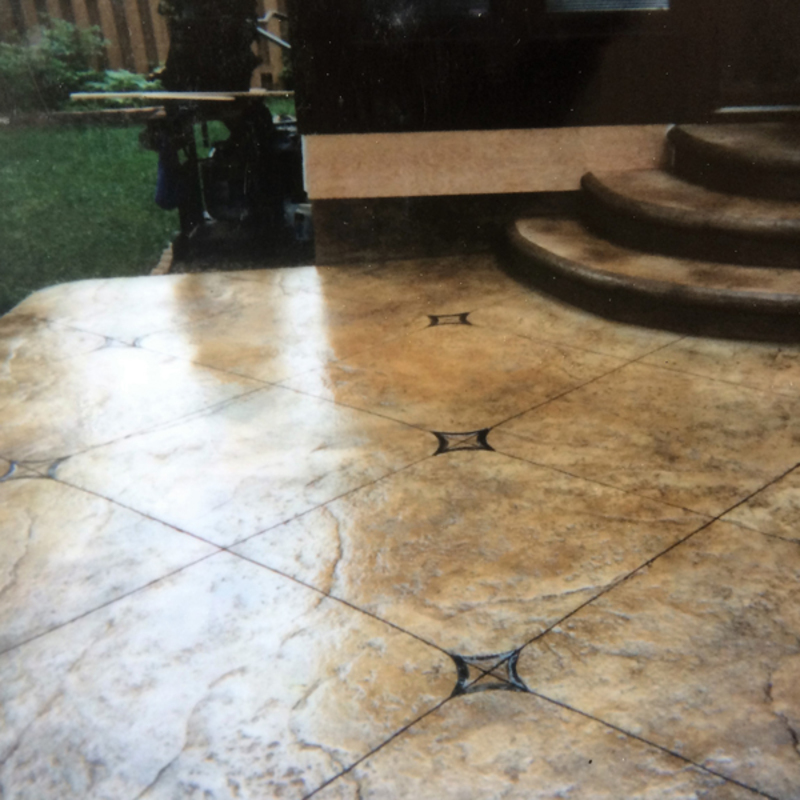 colored stamped concrete bullnose stairs 