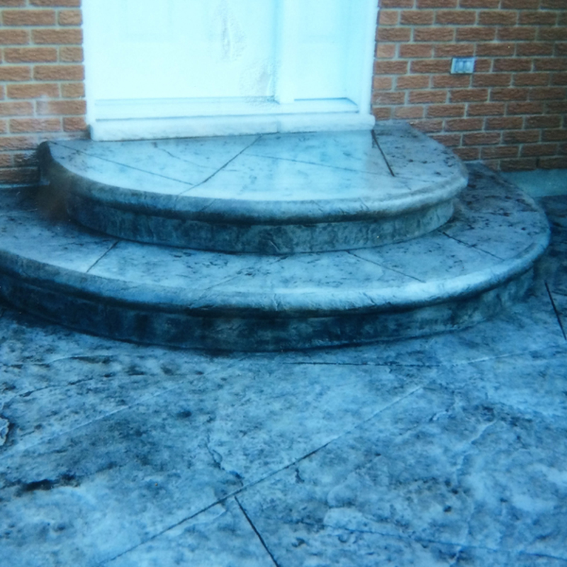 colored stamped concrete bullnose stairs 